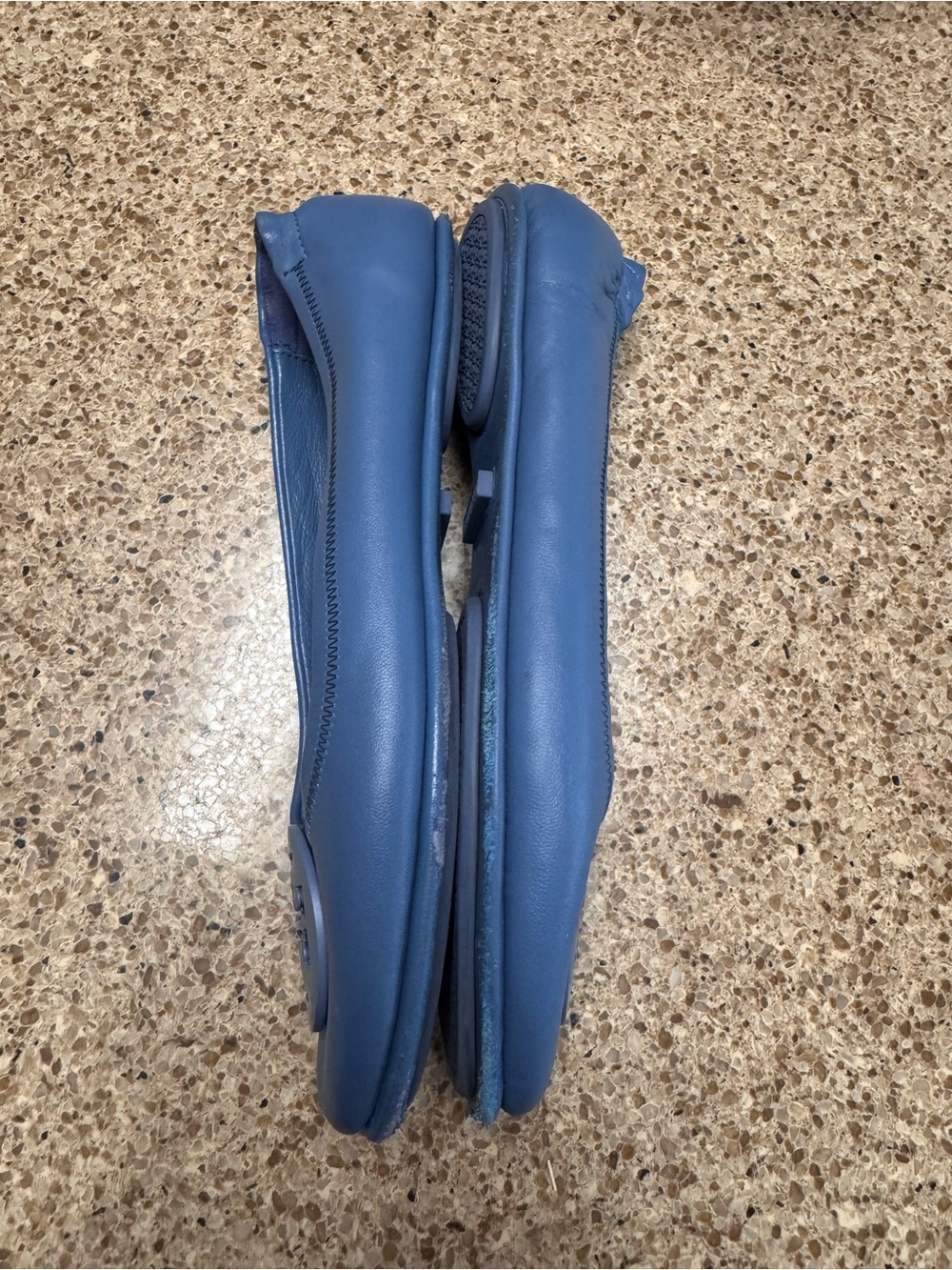 Tory Burch Blue Leather Logo Ballet Flats - Picture 8 of 16